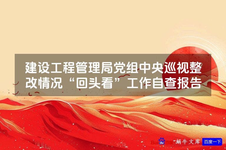 建设工程管理局党组中央巡视整改情况“回头看”工作自查报告