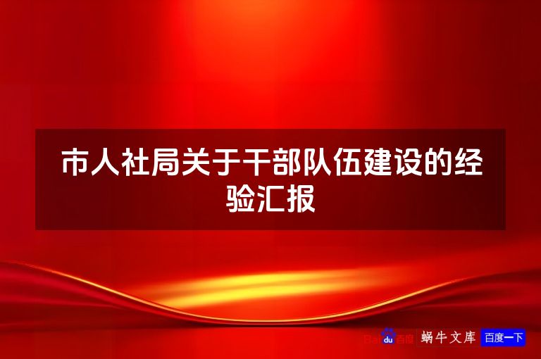 市人社局关于干部队伍建设的经验汇报