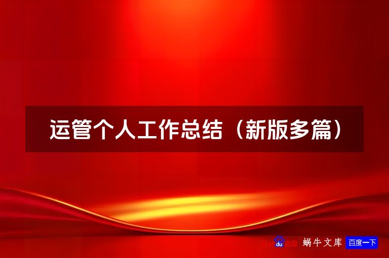 运管个人工作总结（新版多篇）