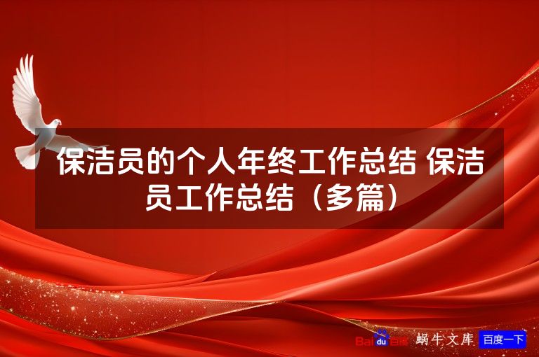 保洁员的个人年终工作总结 保洁员工作总结(多篇)