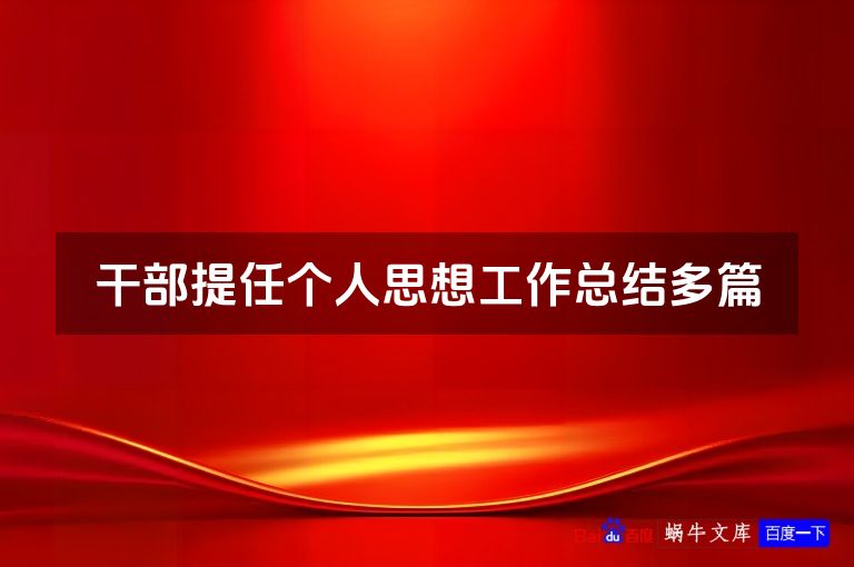 干部提任个人思想工作总结多篇