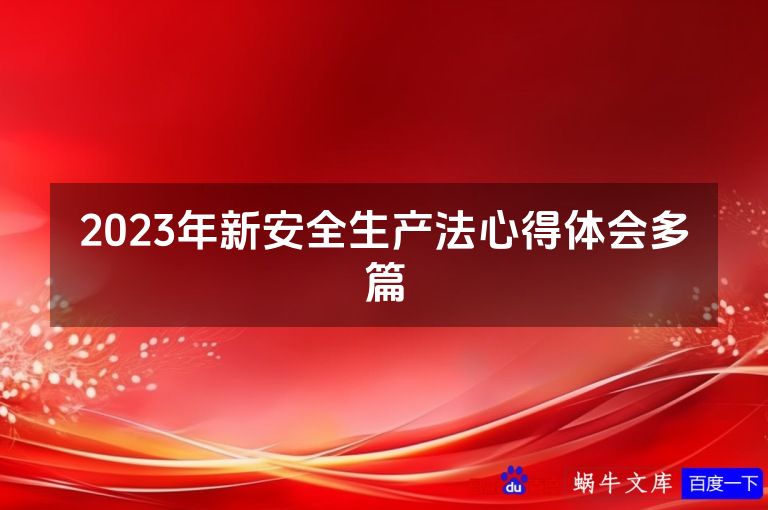 2023年新安全生产法心得体会多篇