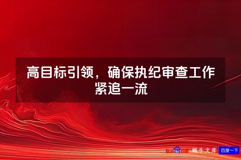 高目标引领,确保执纪审查工作紧追一流