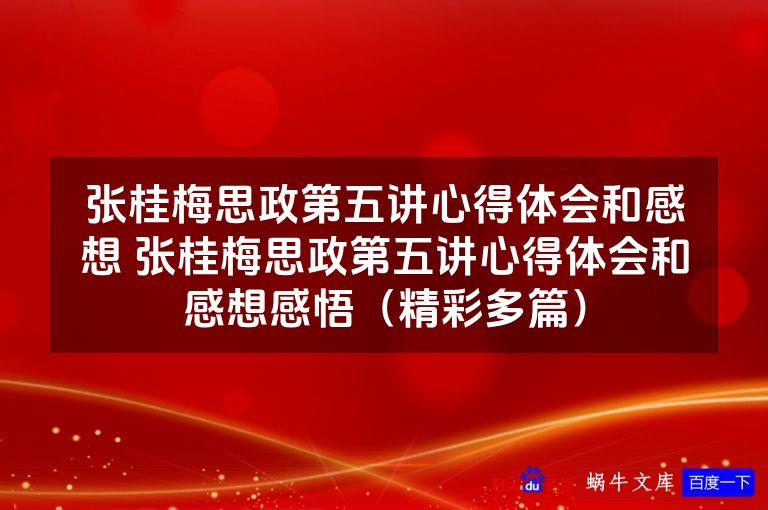 张桂梅思政第五讲心得体会和感想 张桂梅思政第五讲心得体会和感想感悟（精彩多篇）