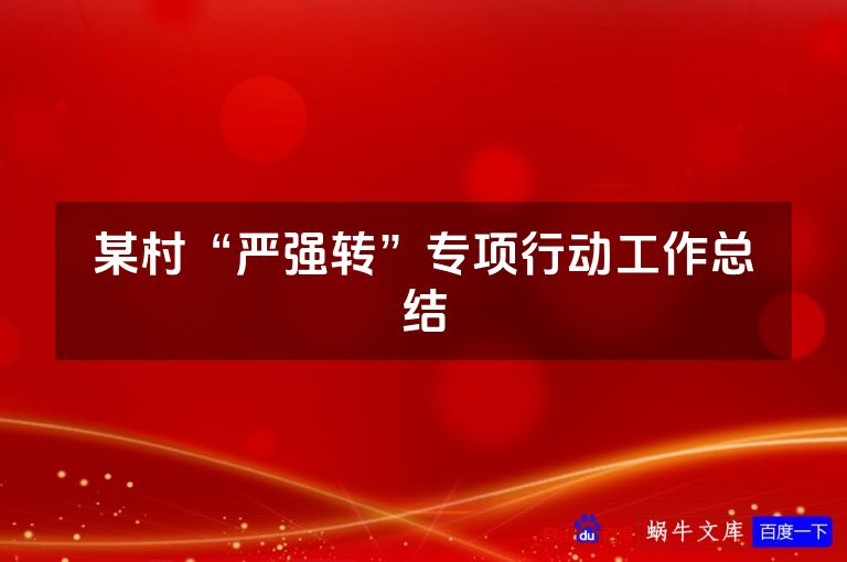 某村“严强转”专项行动工作总结
