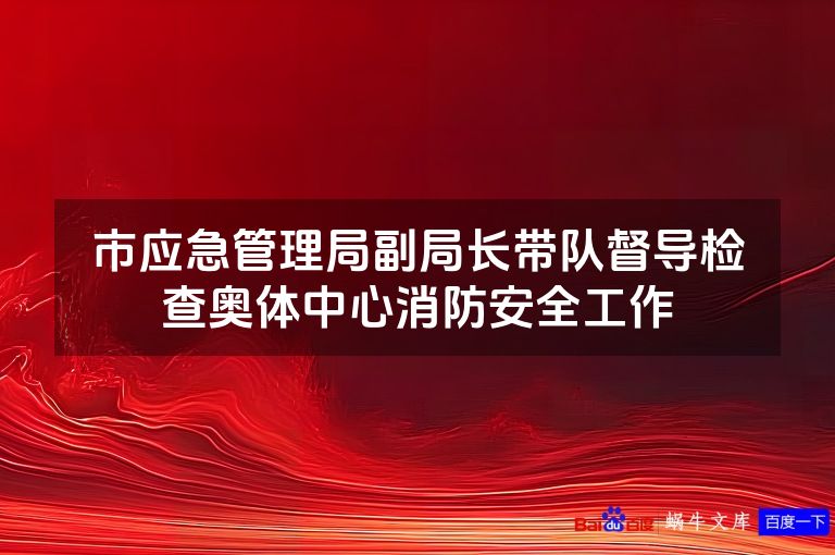 市应急管理局副局长带队督导检查奥体中心消防安全工作