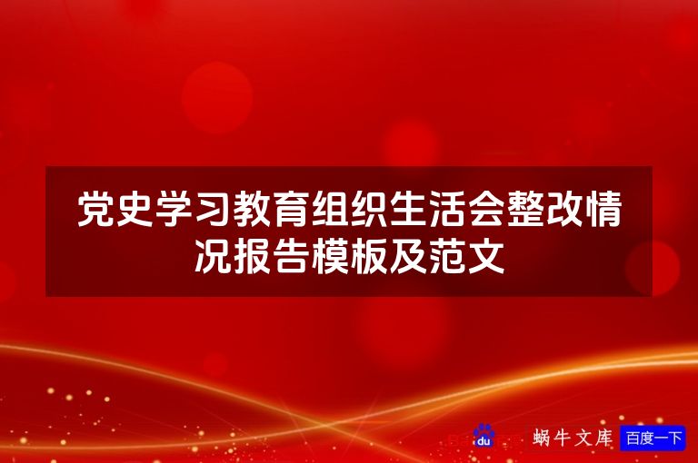 党史学习教育组织生活会整改情况报告模板及范文