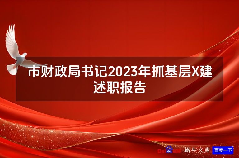市财政局书记2023年抓基层X建述职报告