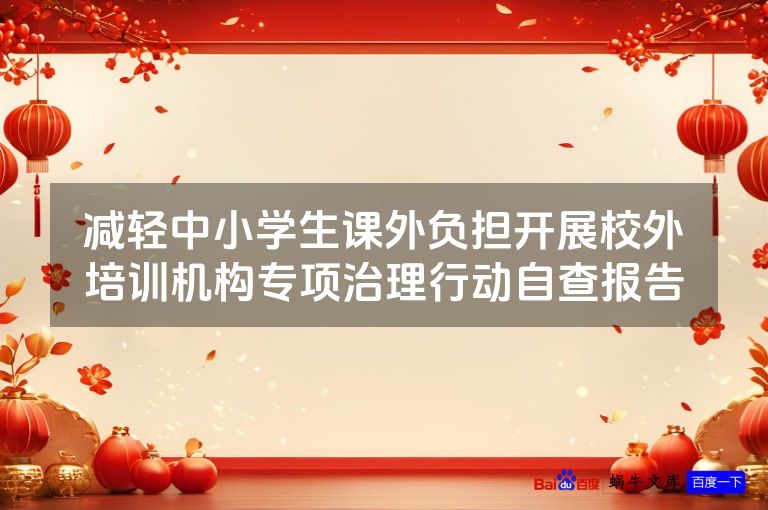 减轻中小学生课外负担开展校外培训机构专项治理行动自查报告