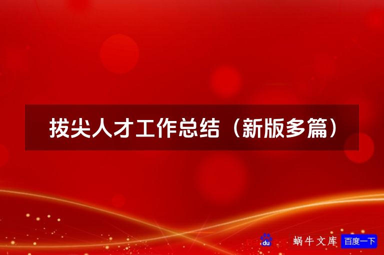 拔尖人才工作总结（新版多篇）