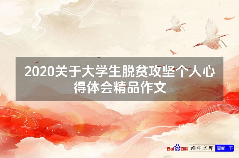2020关于大学生脱贫攻坚个人心得体会精品作文