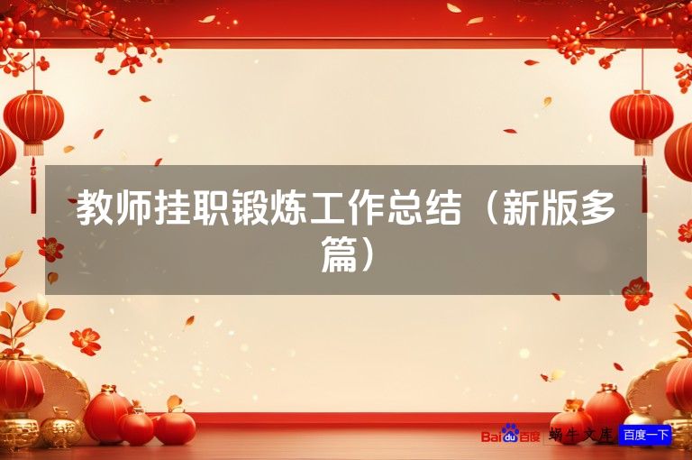 教师挂职锻炼工作总结（新版多篇）