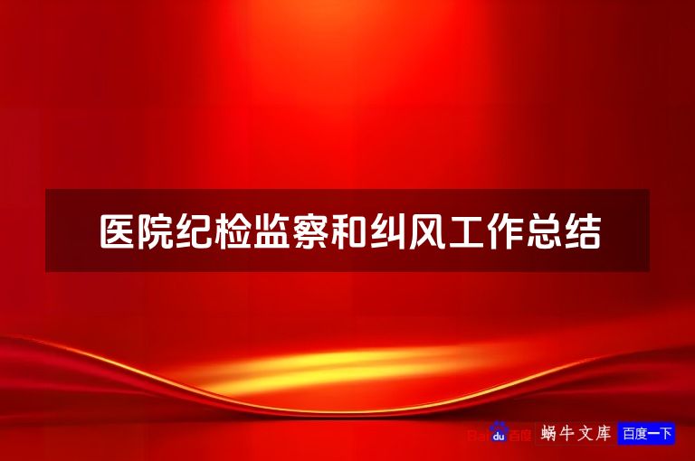 医院纪检监察和纠风工作总结