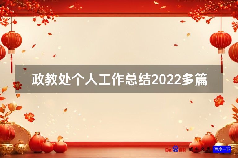 政教处个人工作总结2022多篇