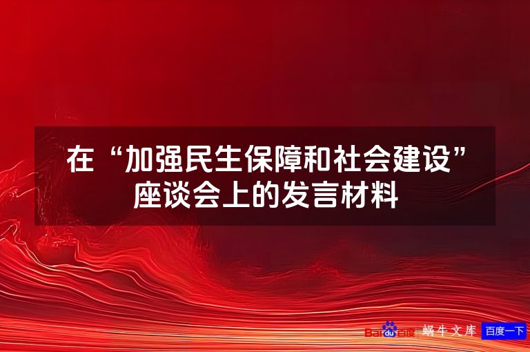 在“加强民生保障和社会建设”座谈会上的发言材料