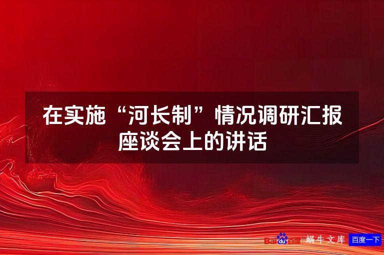 在实施“河长制”情况调研汇报座谈会上的讲话