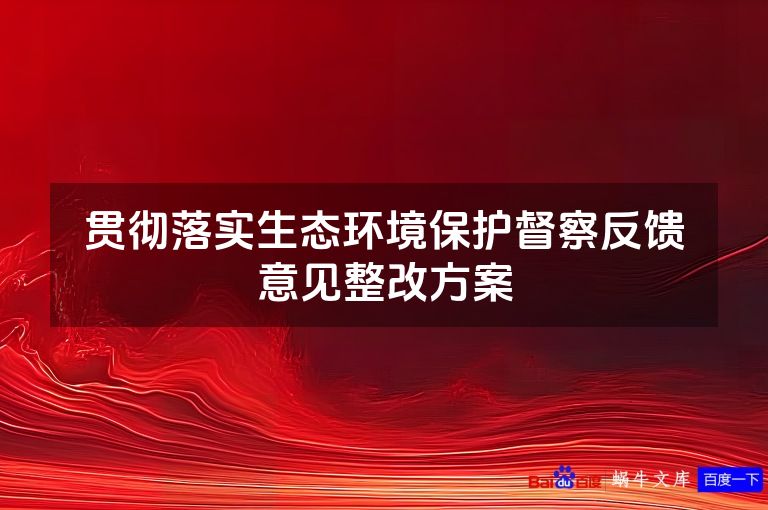 贯彻落实生态环境保护督察反馈意见整改方案