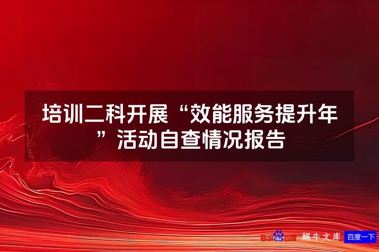 培训二科开展“效能服务提升年”活动自查情况报告