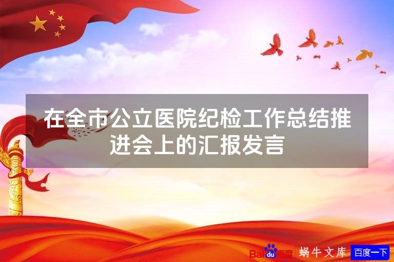 在全市公立医院纪检工作总结推进会上的汇报发言