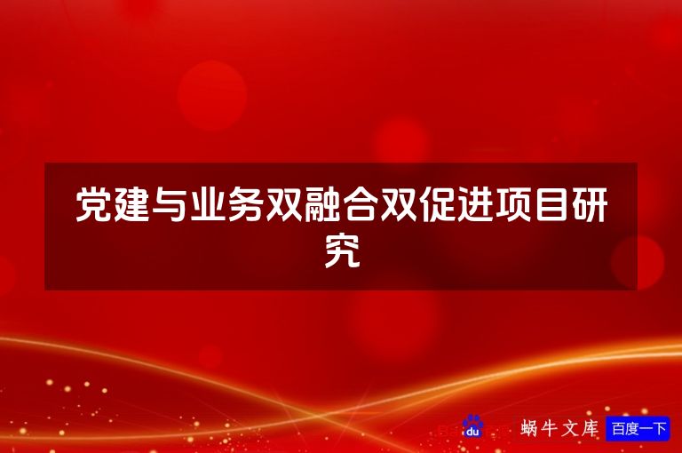 党建与业务双融合双促进项目研究