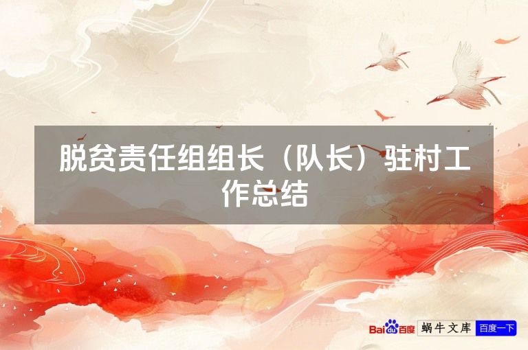 脱贫责任组组长（队长）驻村工作总结
