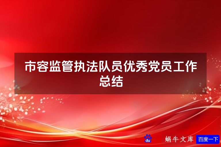 市容监管执法队员优秀党员工作总结