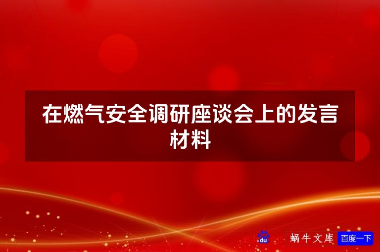 在燃气安全调研座谈会上的发言材料