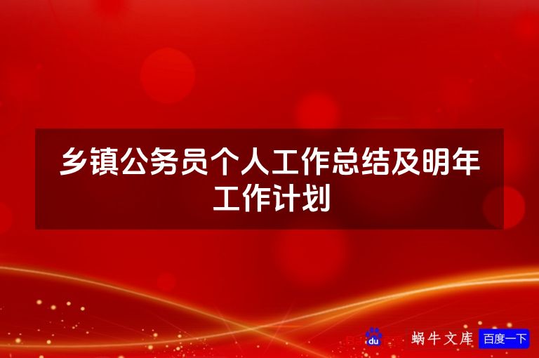 乡镇公务员个人工作总结及明年工作计划