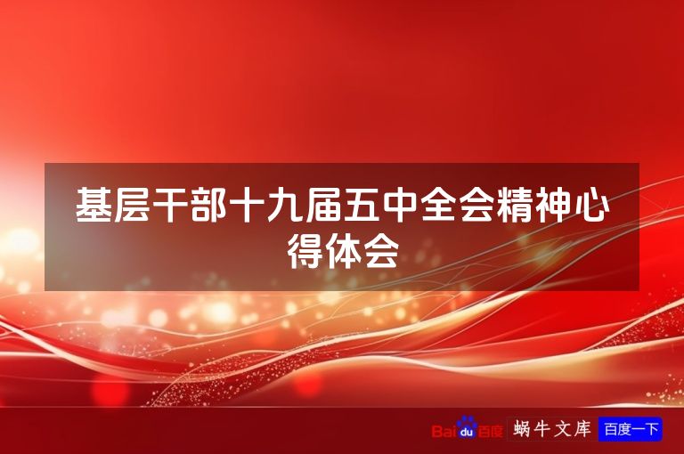 基层干部十九届五中全会精神心得体会