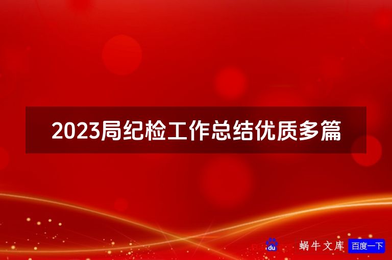 2023局纪检工作总结优质多篇