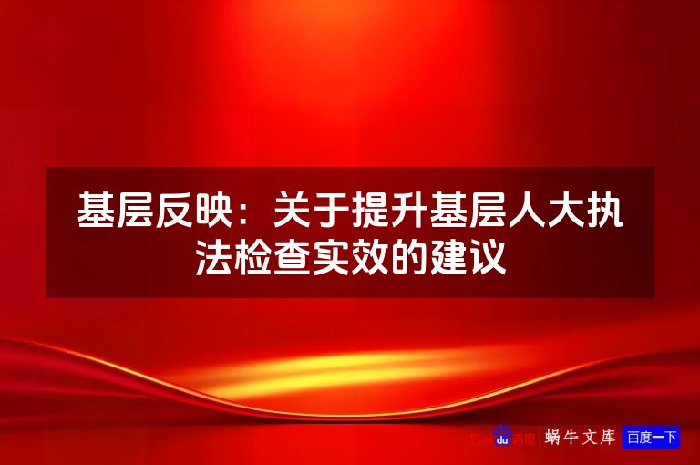 基层反映：关于提升基层人大执法检查实效的建议