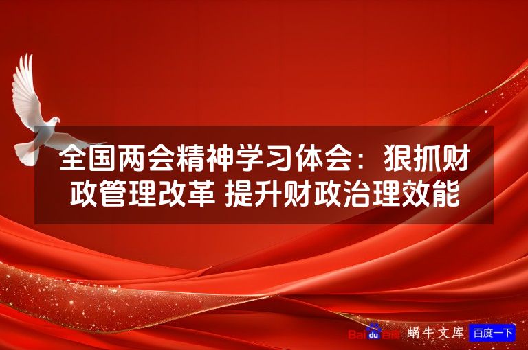 全国两会精神学习体会:狠抓财政管理改革 提升财政治理效能