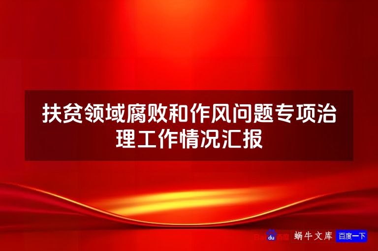 扶贫领域腐败和作风问题专项治理工作情况汇报