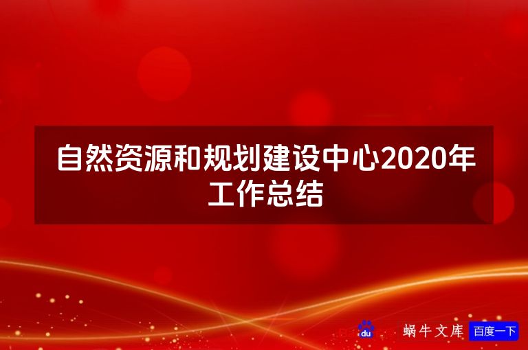 自然资源和规划建设中心2020年工作总结