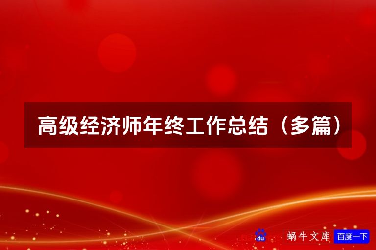 高级经济师年终工作总结（多篇）