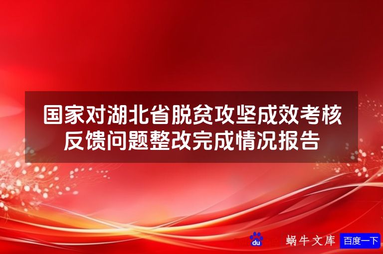 国家对湖北省脱贫攻坚成效考核反馈问题整改完成情况报告