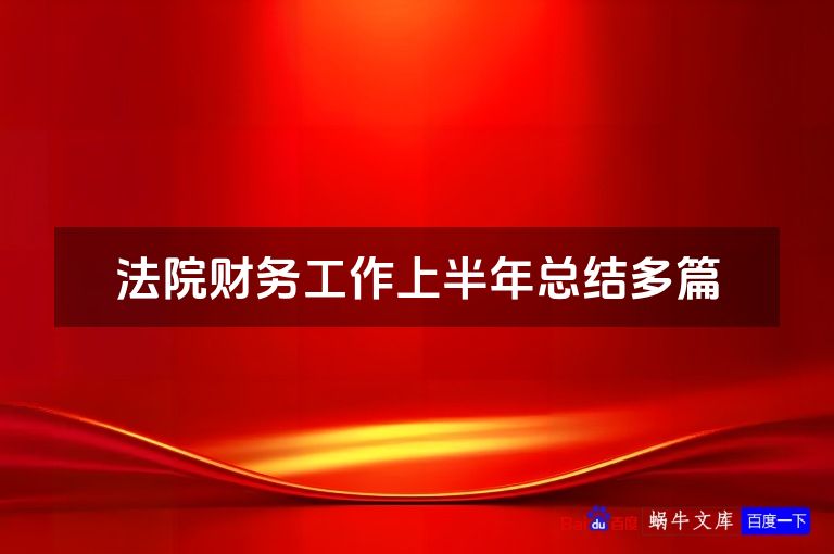 法院财务工作上半年总结多篇