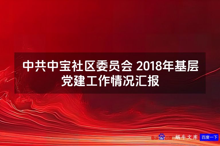 中共中宝社区委员会 2018年基层党建工作情况汇报