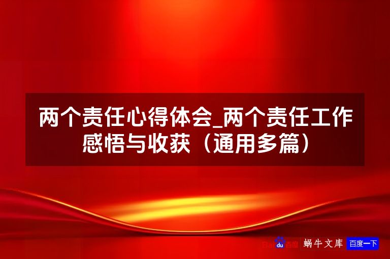 两个责任心得体会_两个责任工作感悟与收获（通用多篇）