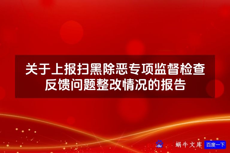 关于上报扫黑除恶专项监督检查反馈问题整改情况的报告