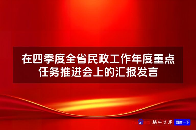 在四季度全省民政工作年度重点任务推进会上的汇报发言
