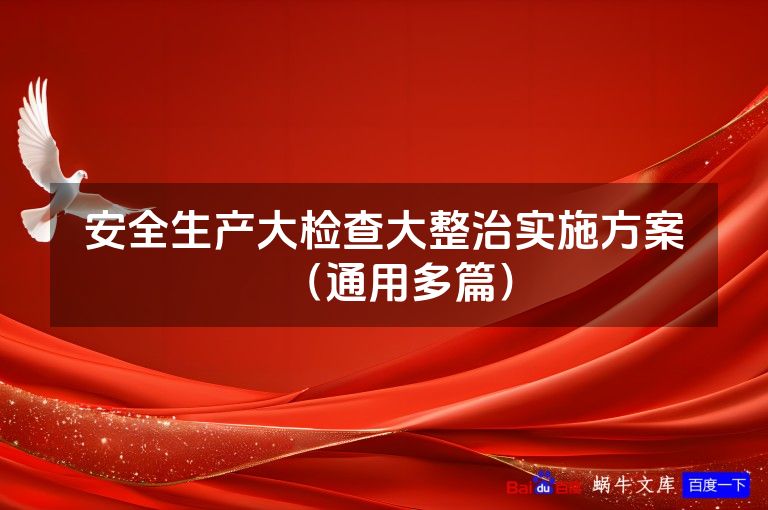 安全生产大检查大整治实施方案（通用多篇）