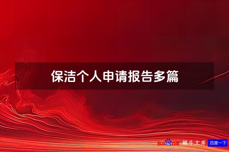 保洁个人申请报告多篇