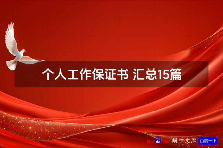 个人工作保证书 汇总15篇