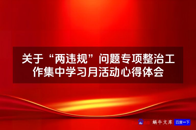 关于“两违规”问题专项整治工作集中学习月活动心得体会