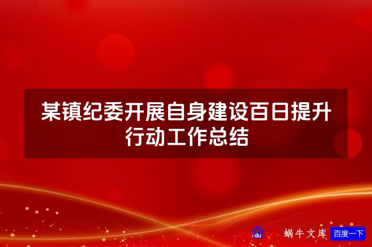 某镇纪委开展自身建设百日提升行动工作总结