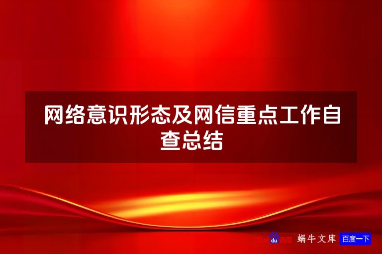 网络意识形态及网信重点工作自查总结