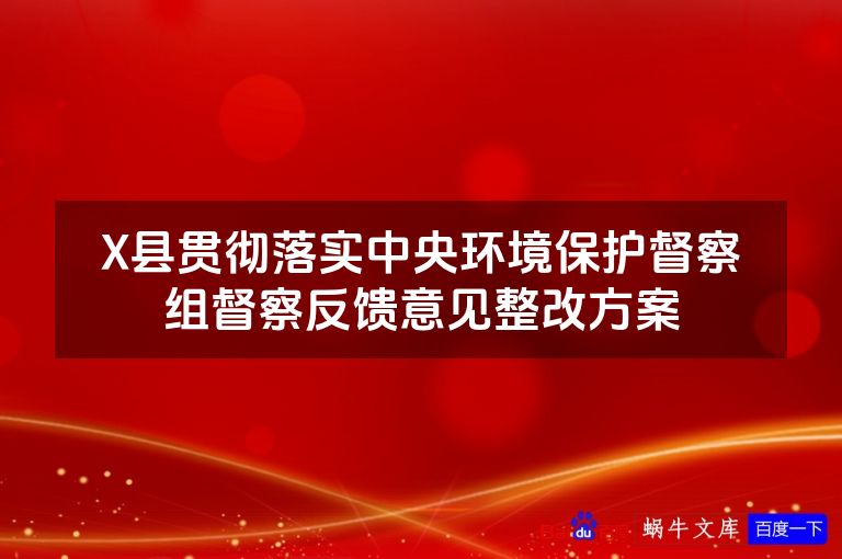 X县贯彻落实中央环境保护督察组督察反馈意见整改方案