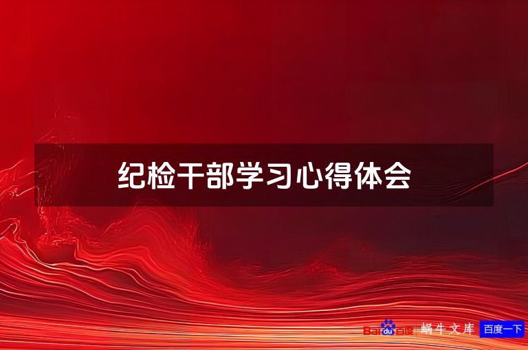 纪检干部学习心得体会