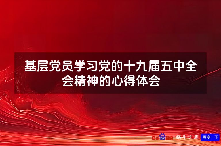 基层党员学习党的十九届五中全会精神的心得体会